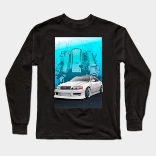 Chaser jzx100 with 1jz engine background, Long Sleeve T-Shirt